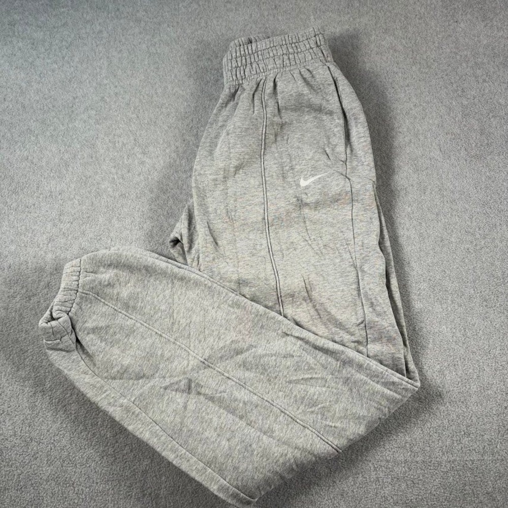 Nike Sweatpants Women XS Gray Solid Pintuck Seam Jogger Relaxed Fit Fleece